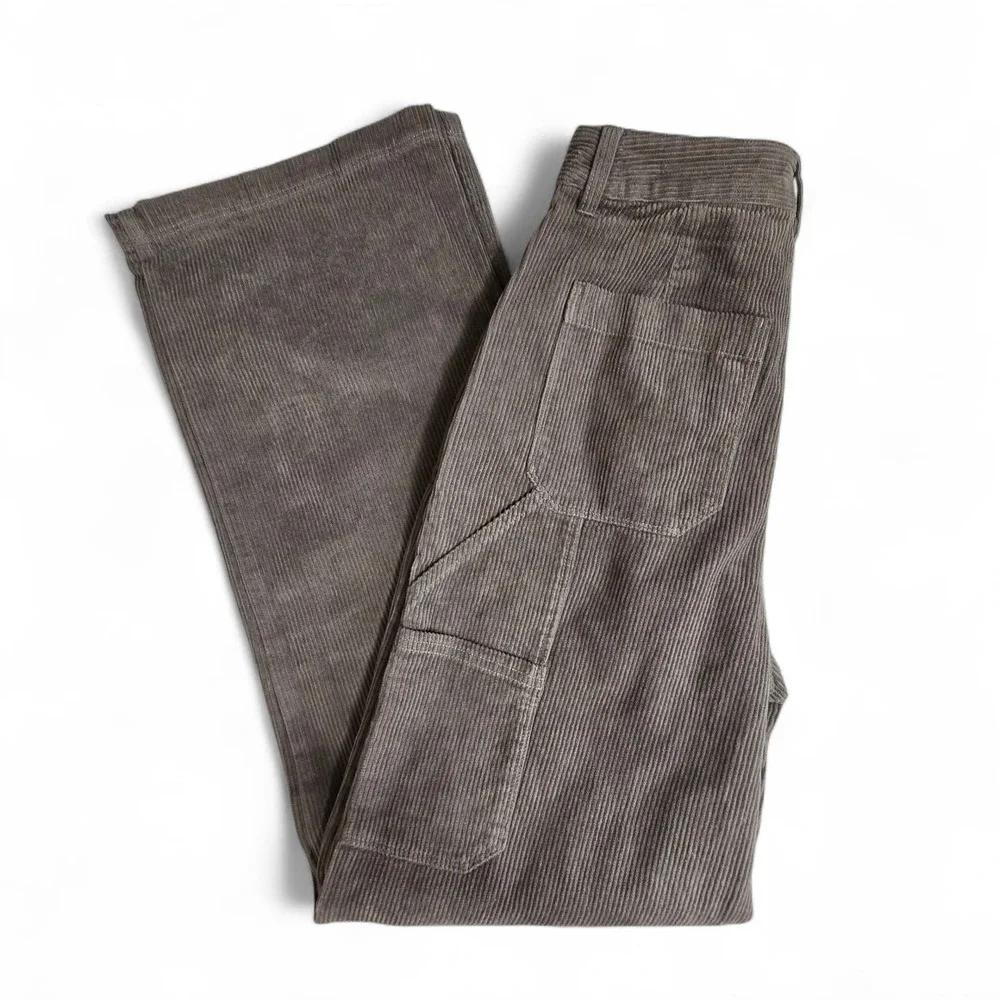 Roark Charter Corduroy‎ Pleated Pants Boot Cut High Rise Taupe Size 25